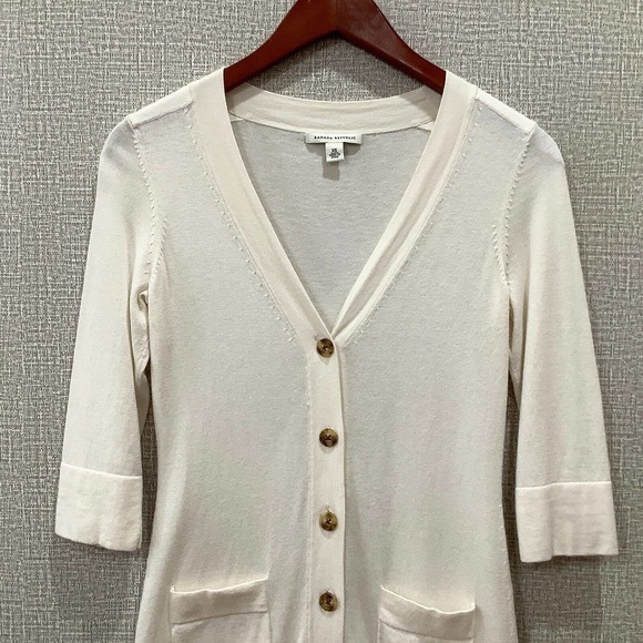 Silk Cashmere Blend Banana Republic Ivory Cardigan Sweater XS - Picture 3 of 6